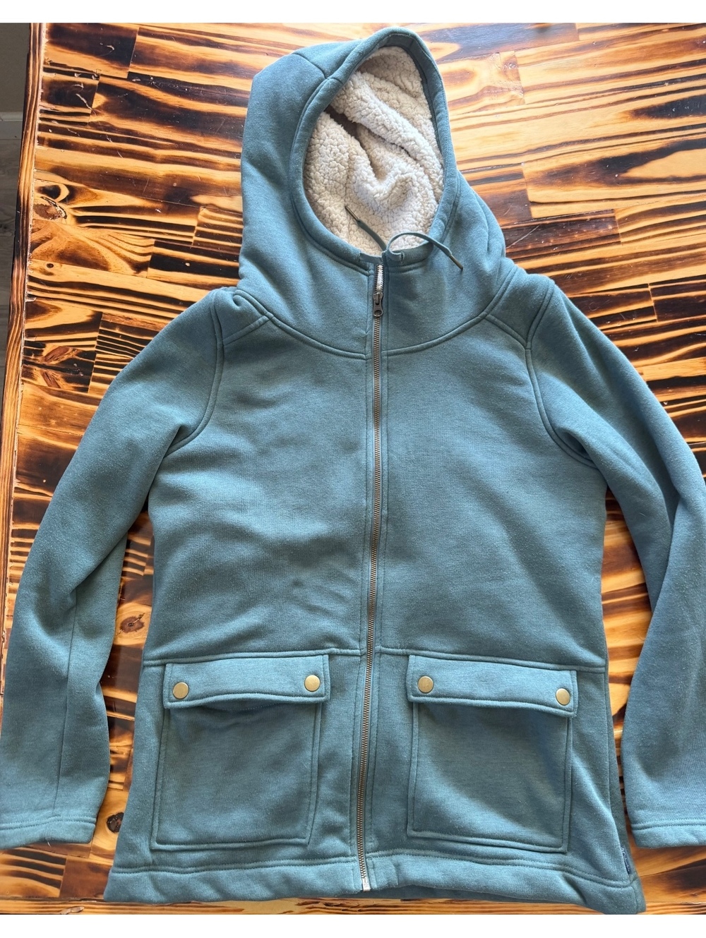 Columbia Sportswear Sherpa Lined Full Zip Hooded Jacket Teal Women’s Large